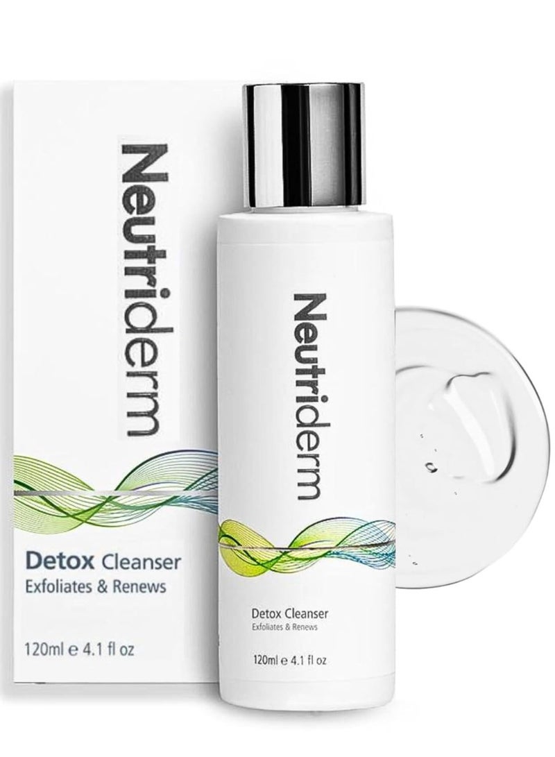 نيوتري ديرم غسول الوجه المزيل للسموم، غسول الوجه المقشر اللطيف بحمض الجليكوليك و حمض الجليكوليك و حمض الصوديوم لبشرة متوهجة، غسول الوجه المرطب للغاية-غسول الوجه بحمض الجليكوليك للبشرة العادية إلى الدهنية-120 مل - Image 1