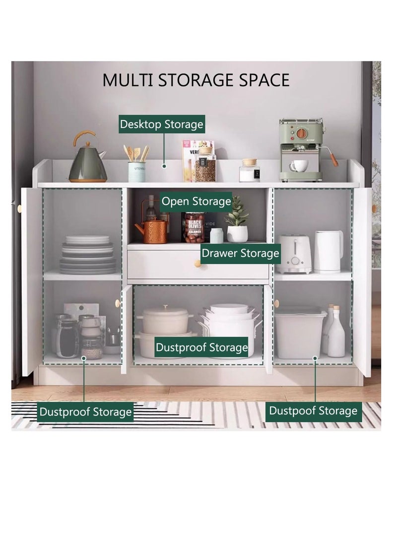 Generic Kitchen Storage Cabinet,Buffet Cabinet with Hidden Storage Shelves,1 Drawer 4 Doors Dustproof Pantry Sideboard for Kitchen Utensil/Tableware/Spice,MDF Wooden Microwave Oven Stand with Organizer Racks（CDA5）  - Image 3