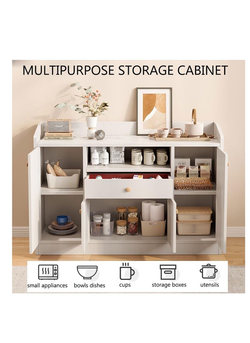 Generic Kitchen Storage Cabinet,Buffet Cabinet with Hidden Storage Shelves,1 Drawer 4 Doors Dustproof Pantry Sideboard for Kitchen Utensil/Tableware/Spice,MDF Wooden Microwave Oven Stand with Organizer Racks（CDA5）  - Image 4