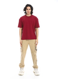 Andora Crew Neck Short Sleeves T-Shirt_Wine Red  - Image 5