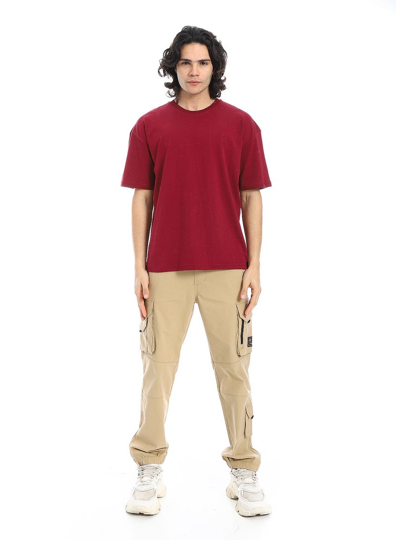 Andora Crew Neck Short Sleeves T-Shirt_Wine Red  - Image 5