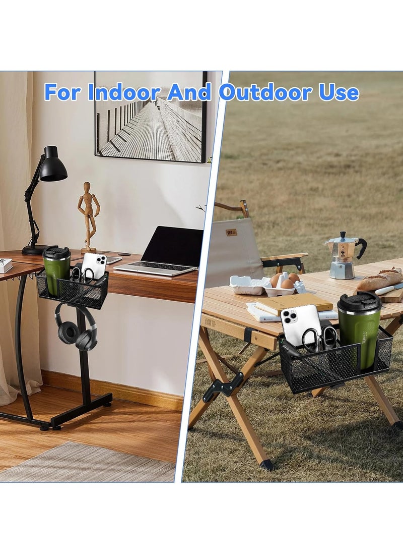 GUDOO - 4-in-1 Desk Organizer with Headphone Hanger and Cup Holder Under Desk Headphone Hook PC Gaming Table Rotating Headphone Hanger and Detachable Desk Storage for Cup Phone and Pen - Image 1