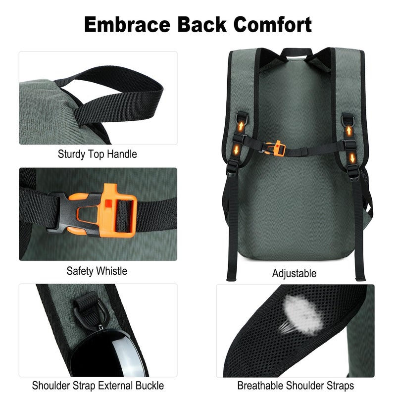 NerIion Nerlion Lightweight Foldable 35L Hiking Backpack Travel Backpack for Men Women Camping Waterproof Outdoor Hiking Daypack Backpack Dark Gray - Image 5