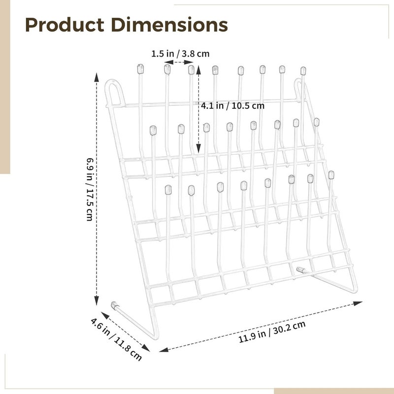 24-Peg Wall-Mount Bottle Drying Rack for Lab Glassware and Milk Bottles, Compact Design, Non-Slip Red Top, Iron Construction, Ideal for Kitchens, Classrooms, Labs - Image 4