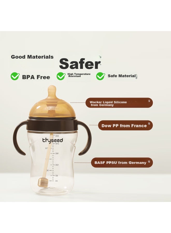 Shixi Baby Bottle For 6-12 Months And Above, Ppsu, Breast-like Nipple, Weaning, 300ml With Gravity Ball And Handle - Image 3