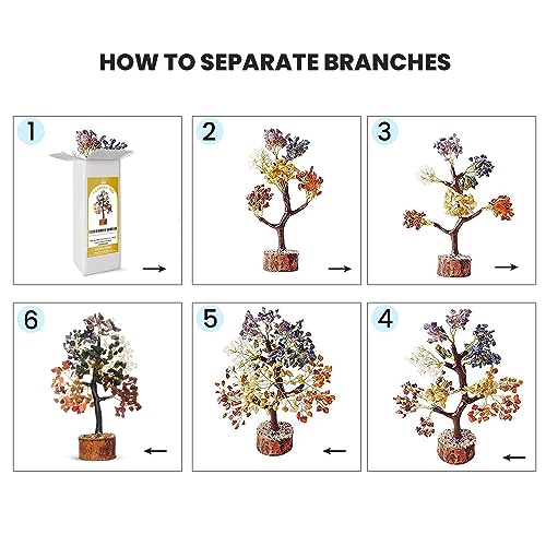 SOLAVA Seven Chakra Crystal Tree for Good Luck - 7 Chakra Tree for Natural Healing, Money, Health, Mental Peace, Vastu Correction, Positive Energy, and Reiki Healing - 300 Beads- 10-12 Inches - Image 5