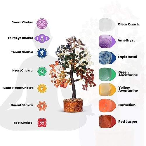 SOLAVA Seven Chakra Crystal Tree for Good Luck - 7 Chakra Tree for Natural Healing, Money, Health, Mental Peace, Vastu Correction, Positive Energy, and Reiki Healing - 300 Beads- 10-12 Inches - Image 4