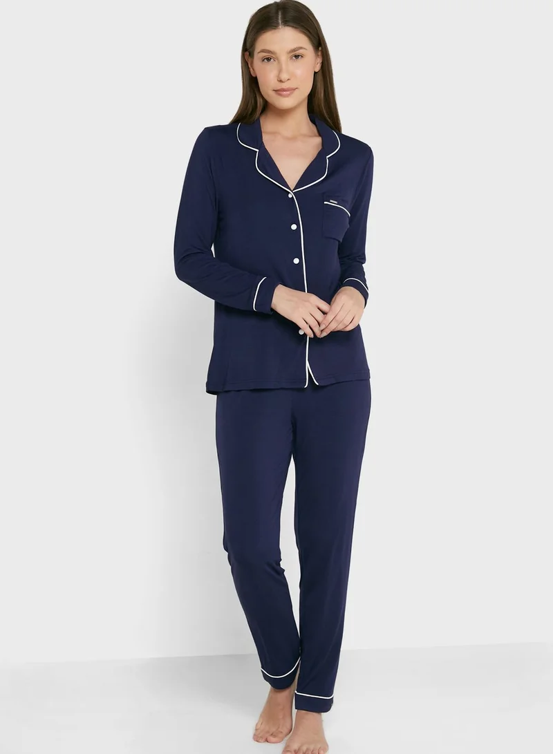 Pretty You London Button Detail Shirt & Pants Sets