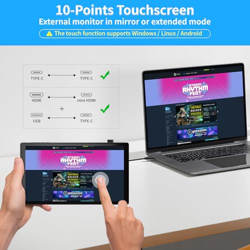 PeakDo 7 inch Portable Touchscreen, Mini 1080P 60Hz USB C HDMI Monitor, Ultra Thin Lightweight IPS LCD Display Second Screen for Gaming, Working, PS5, Xbox, Switch, Laptop, PC - Image 5