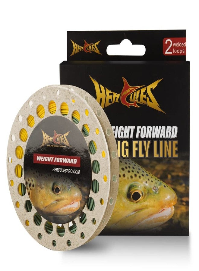 HERCULES Fly Fishing Line Floating Weight Forward Fly Line with Double Welded Loop, Gold & Moss Green, WF3F 90FT - Image 1