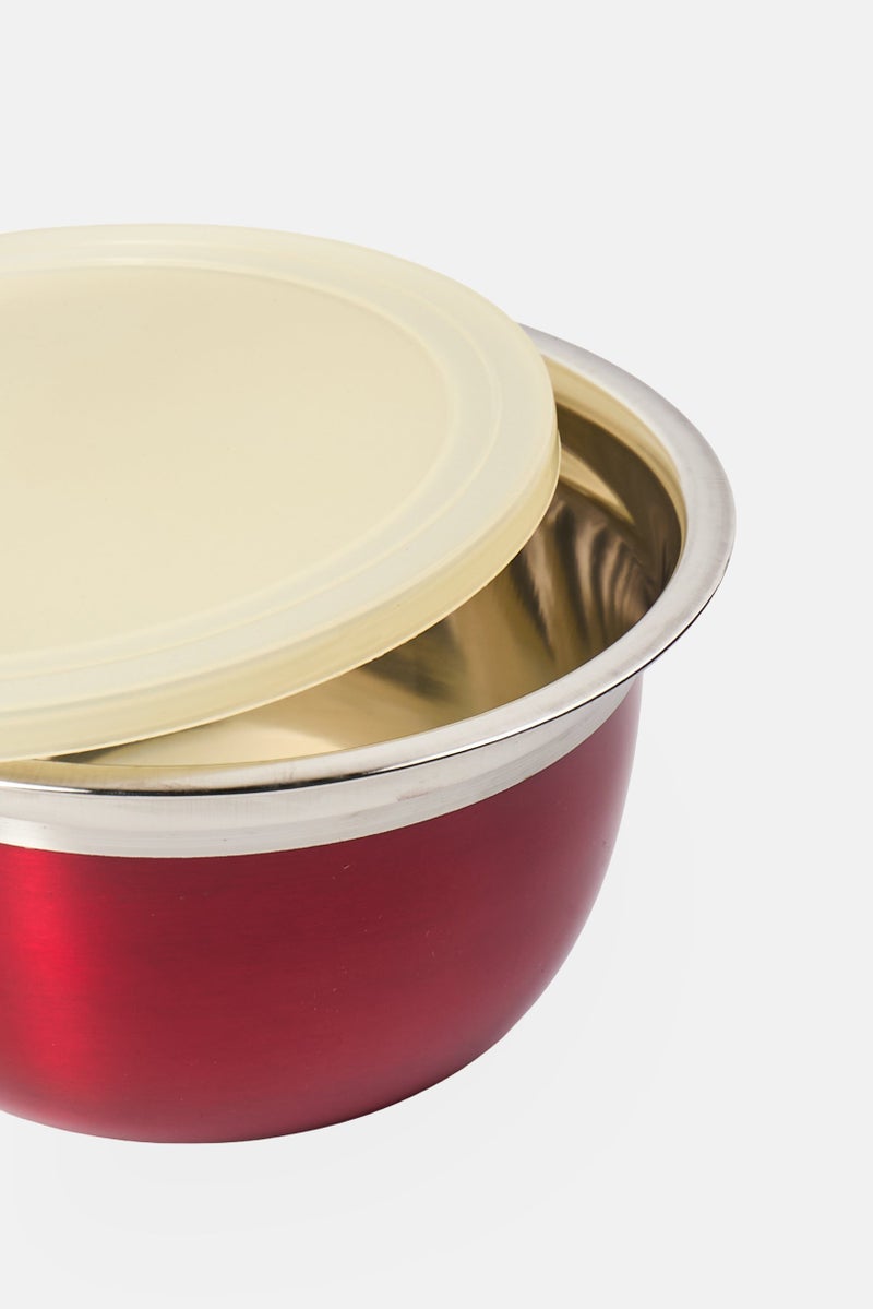 Bombay 3 Pcs Stainless Steel Bowls With Lid, Red - Image 3