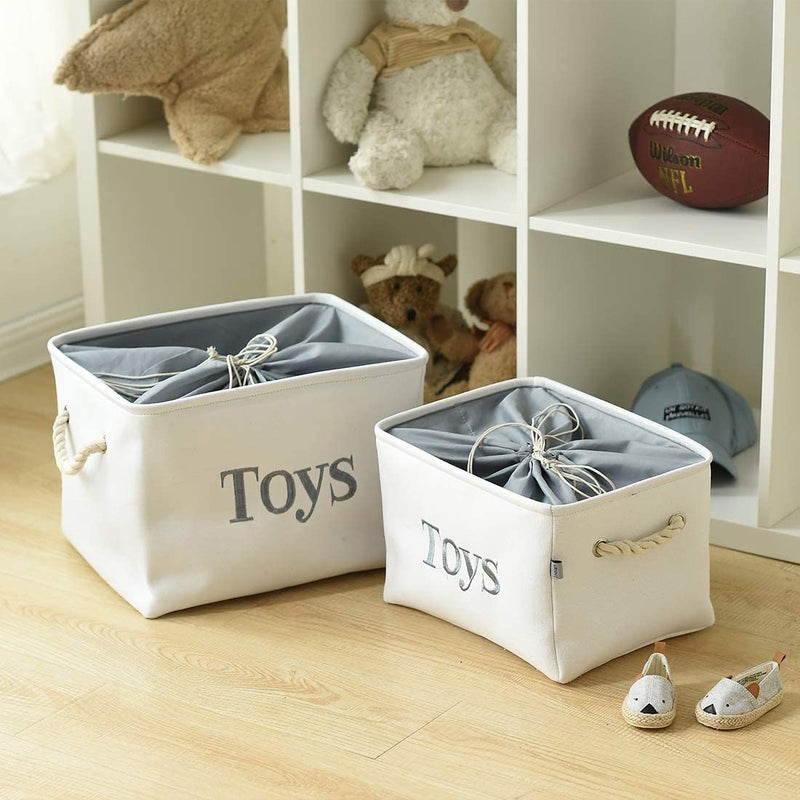 INough Toy Storage for Kids Toy Box Lightweight Collapsible Toy Storage Organizer Toys Bin with Handle, Storage Baskets for Kids, Boys, Girls, Nursery Room (Large, Toys) - Image 3