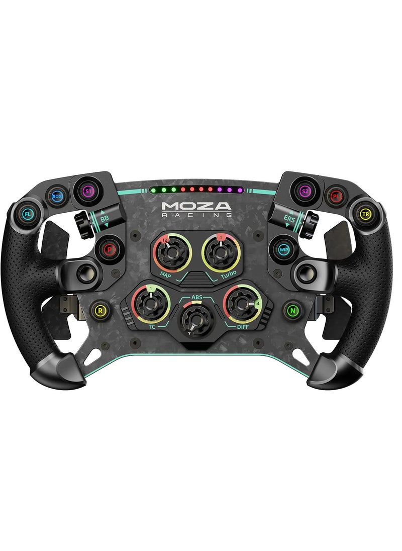 Moza - Moza GS V2 Formula-Style Racing Steering Wheel – 300mm GT Wheel with Forged Carbon Fiber, Magnetic Shifters, Dual Clutch System, RGB Shift Indicator & Backlit Buttons – For Moza R9/R16/R21 Bases - Image 1