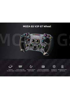Moza Moza GS V2 Formula-Style Racing Steering Wheel – 300mm GT Wheel with Forged Carbon Fiber, Magnetic Shifters, Dual Clutch System, RGB Shift Indicator & Backlit Buttons – For Moza R9/R16/R21 Bases  - Image 5