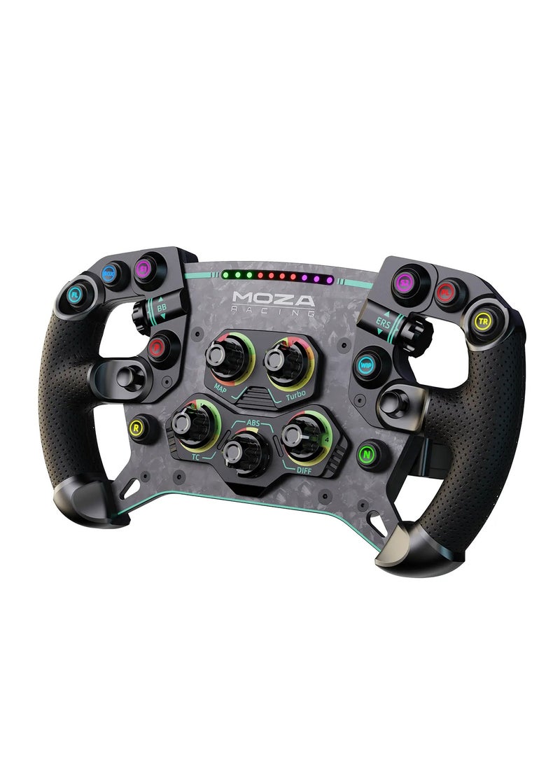 Moza - Moza GS V2 Formula-Style Racing Steering Wheel – 300mm GT Wheel with Forged Carbon Fiber, Magnetic Shifters, Dual Clutch System, RGB Shift Indicator & Backlit Buttons – For Moza R9/R16/R21 Bases - Image 1