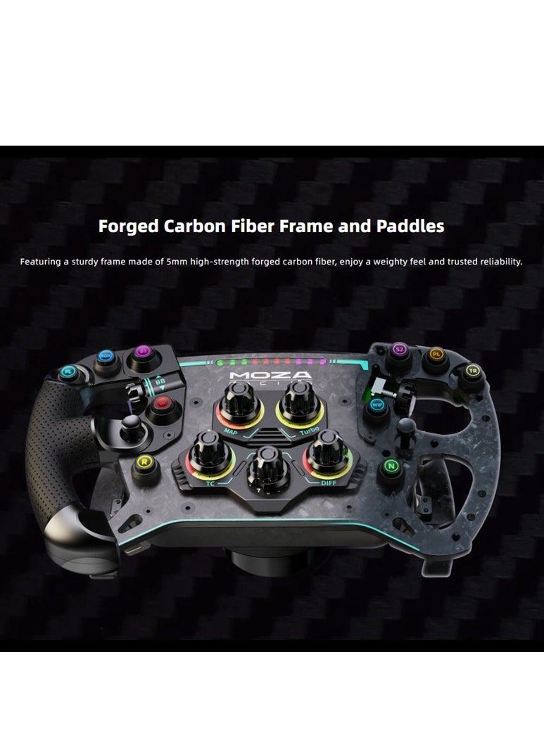 Moza - Moza GS V2 Formula-Style Racing Steering Wheel – 300mm GT Wheel with Forged Carbon Fiber, Magnetic Shifters, Dual Clutch System, RGB Shift Indicator & Backlit Buttons – For Moza R9/R16/R21 Bases - Image 1