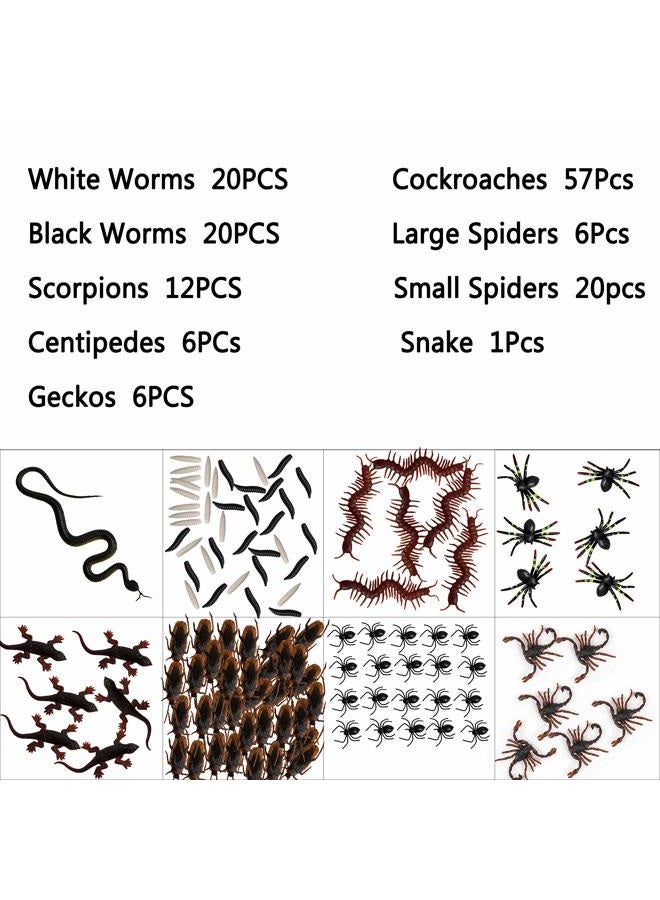Whaline 148 Pieces Plastic Realistic Bugs April Fool's Day Fake Snake Cockroaches Spiders Worms Scorpions and Gecko for Halloween Party Favors and Decoration - Image 2