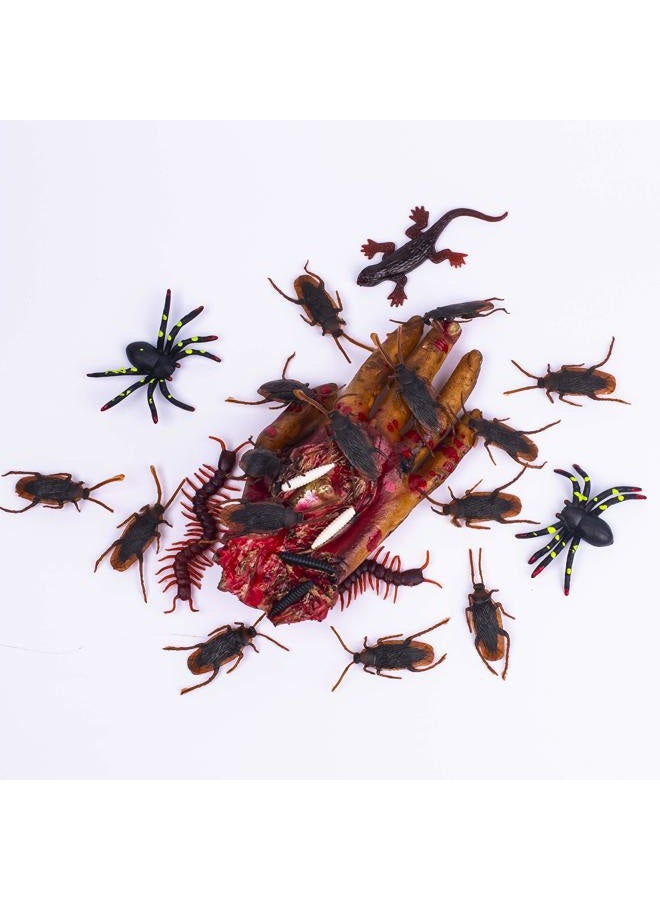 Whaline 148 Pieces Plastic Realistic Bugs April Fool's Day Fake Snake Cockroaches Spiders Worms Scorpions and Gecko for Halloween Party Favors and Decoration - Image 3