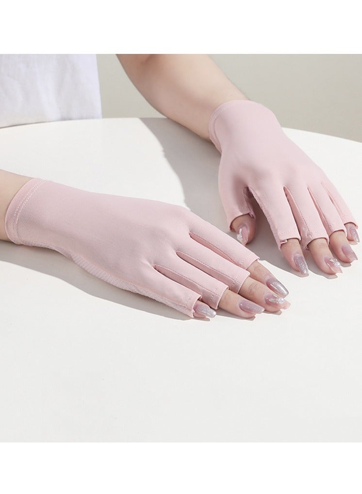 Half Finger UV Protection Nail Art Gloves - Summer Ice Silk Non-Slip Sun Protection Cycling Gloves - Image 1