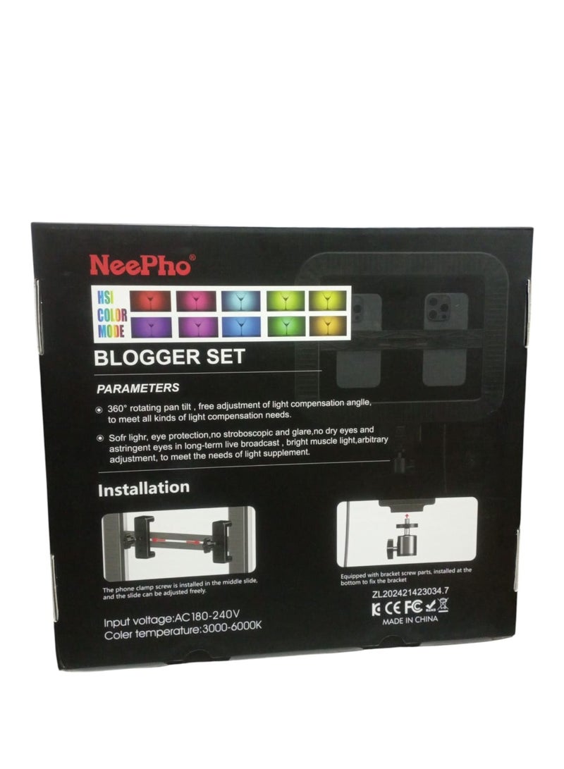 ني فو NEEPHO MJ-35 مصباح حلقي صغير ثلاثي الألوان RGB بتقنية HSI - دوران 360 درجة - إضاءة مكياج احترافية - Image 2