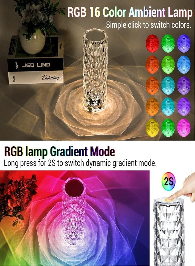 iSAA Store Rose Crystal Diamond LED Table Lamp | 16 Color Changing Touch Bedside Night Light with Remote | USB Rechargeable Decorative Lamp for Bedroom, Living Room, Party & Dinner Decor (Battery Not Included) - Image 3