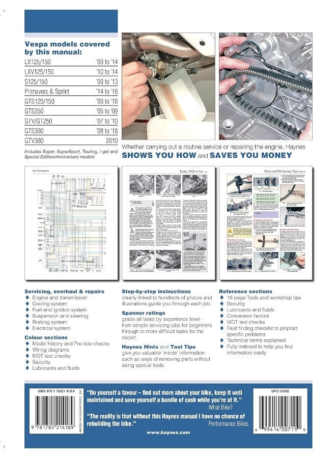 فيسبا GTS، GTV، GT، LX، LXV، S، بريمفيرا وسبرينت - Image 3