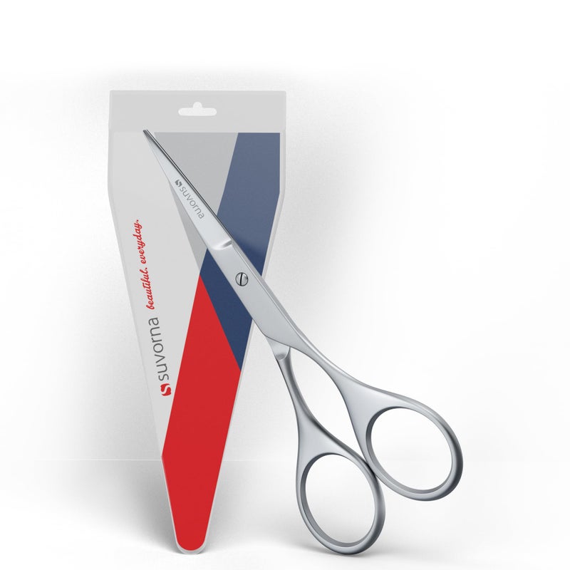 Suvorna small scissors for beard, mustache, facial, nose, eyebrow, and ear hair - Hair scissors for cutting, trimming & grooming - Made with 4.5" stainless steel for barbers, professional, & home user - Image 4