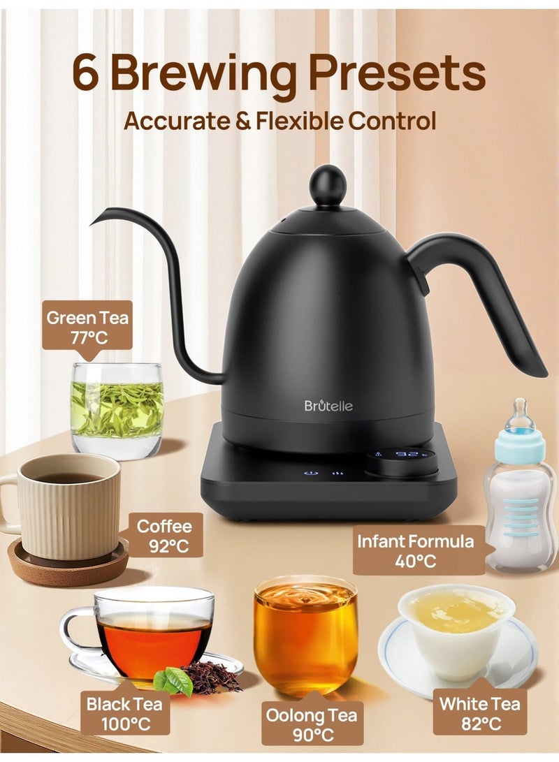 Brutelle Electric Gooseneck Kettle V60 Coffee Kettle Tea Kettle 0.8L 1200W Auto Safety Fast Boil Ideal for Home Office and Coffee Corner - Image 3