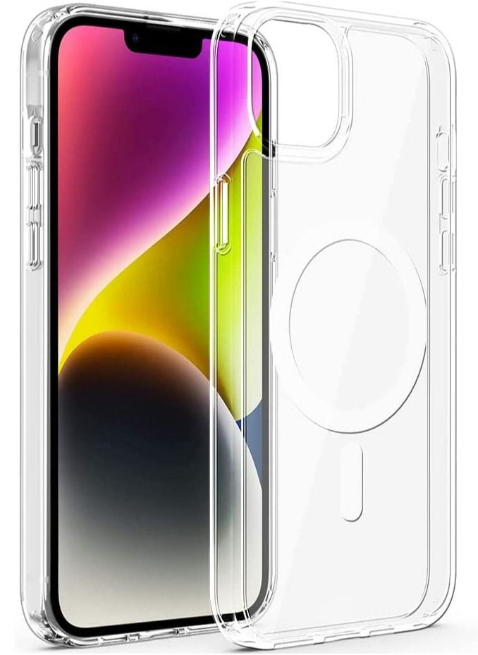 Rock Pow Magnetic Designed for iPhone 14 Plus Case 6.7 Inch, Strong Magnets Non-Yellowing Grade Protection Compatible with Mag Safe Protective Slim Cover Clear  - Image 1
