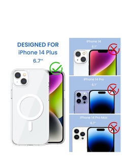 Rock Pow Magnetic Designed for iPhone 14 Plus Case 6.7 Inch, Strong Magnets Non-Yellowing Grade Protection Compatible with Mag Safe Protective Slim Cover Clear  - Image 2
