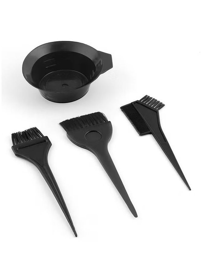 مجموعة من 4 قطع لصبغ الشعر مع فرشاة ووعاء لخلط اللون أسود - Image 1