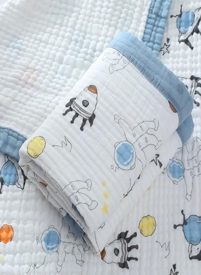 Fabrify Pure Organic Cotton 6 Layer Muslin Blanket for Baby | Ultra-Soft Swaddling Towel for Newborns and Toddlers |110 X110 Cm | 0-3 Years (Fix Design), Pack of 1, Multicolor (Space) - Image 1
