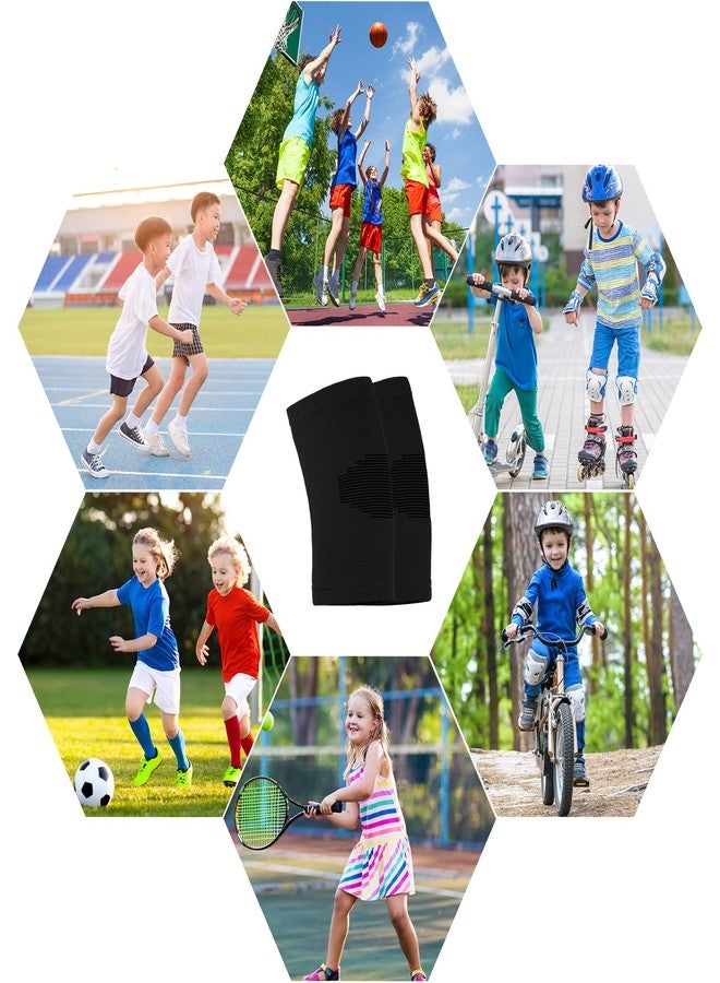 Skylety 2 Pairs Kids Knee Sleeve Kids Knee Brace Children Support Compression Child Sleeve Pads for Basketball, Volleyball, Sports, Gymnastics(Small,Blue, Black) - Image 5