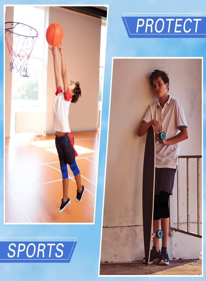 Skylety 2 Pairs Kids Knee Sleeve Kids Knee Brace Children Support Compression Child Sleeve Pads for Basketball, Volleyball, Sports, Gymnastics(Small,Blue, Black) - Image 4