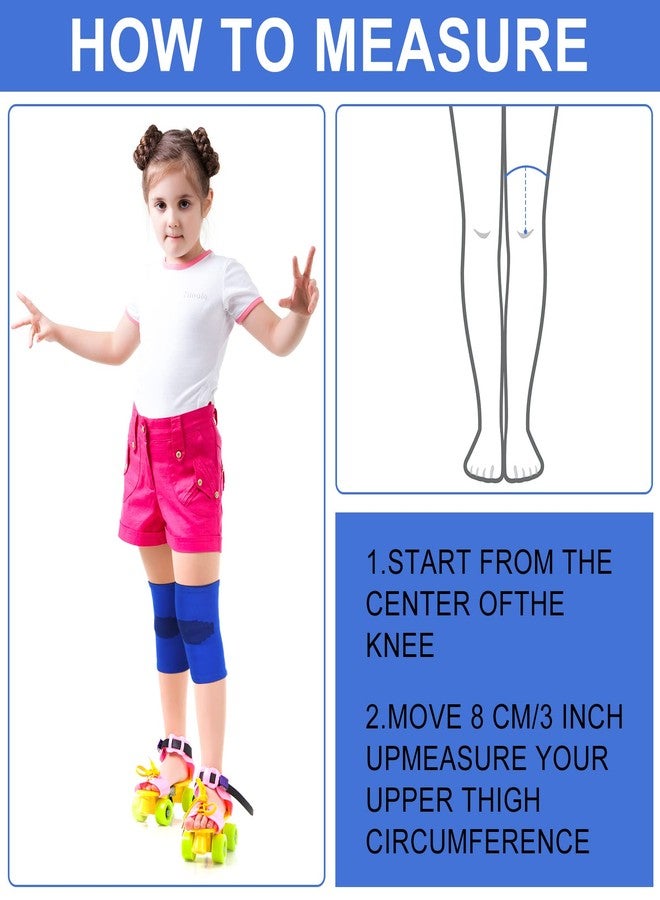 Skylety 2 Pairs Kids Knee Sleeve Kids Knee Brace Children Support Compression Child Sleeve Pads for Basketball, Volleyball, Sports, Gymnastics(Small,Blue, Black) - Image 3