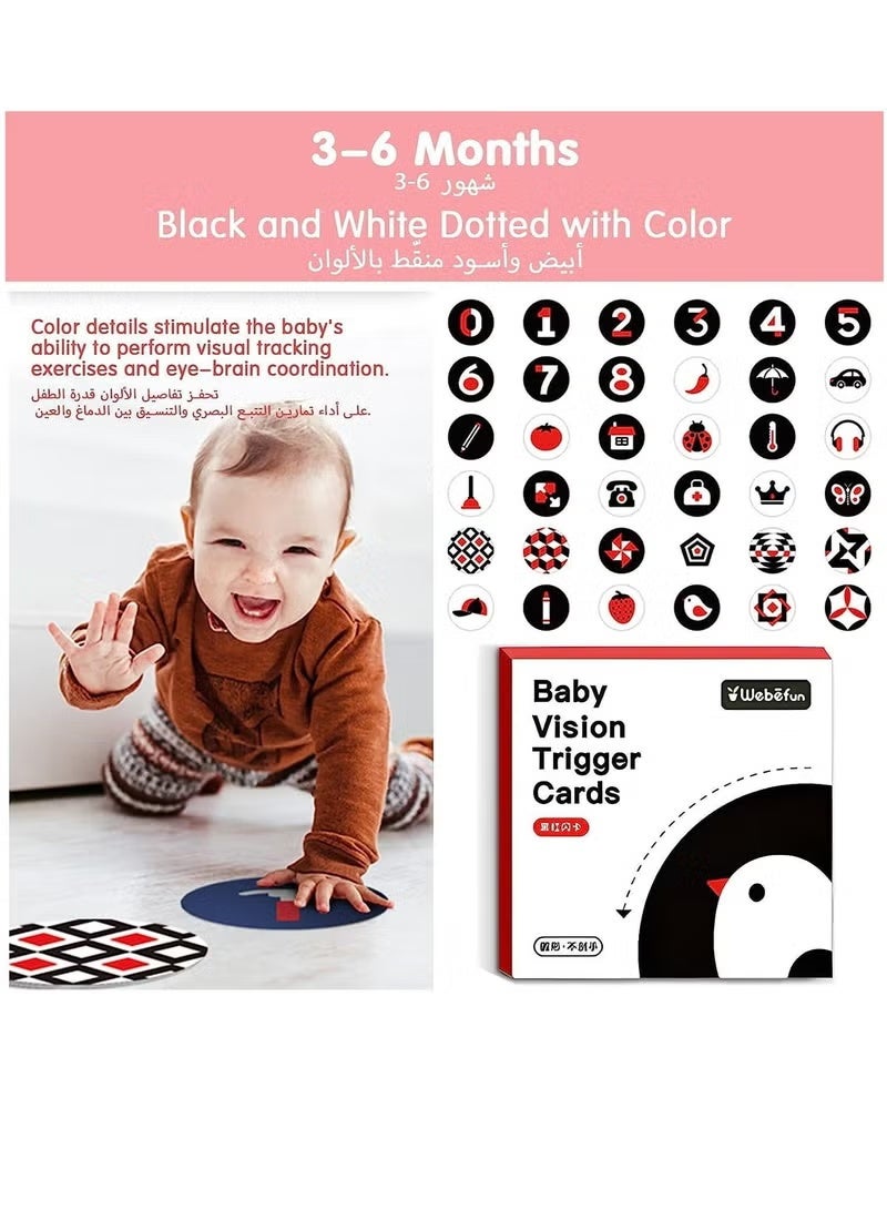 High Contrast Baby Flashcards, 72 Pcs Black White Color Visually Stimulating Baby Learning Activity Cards, Newborn Brain Development Toys Newborn Toy Gifts - Image 3