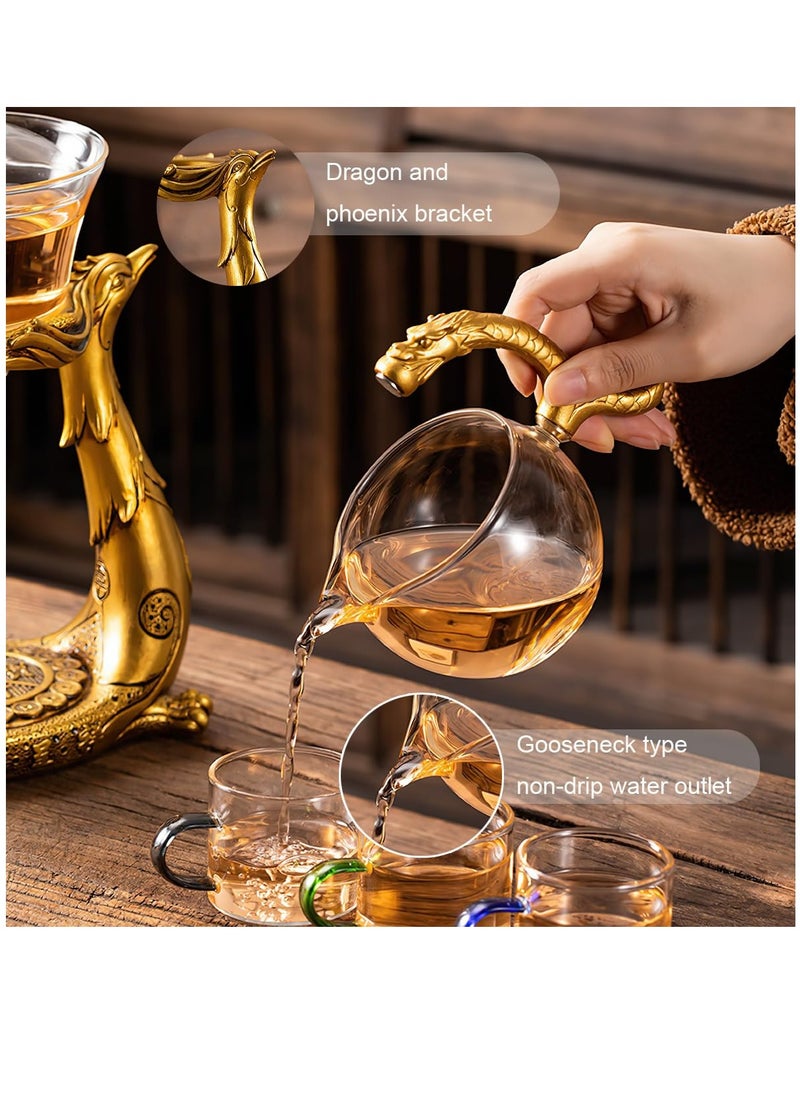 Excefore - Glass Magnetic Teapot with Infuser, Semi-Automatic Heat Resistant Teapot, Magnetic Water Diversion, Suitable for Kungfu Tea and Coffee, Lazy Kungfu Drip Design (Dragon) - Image 1
