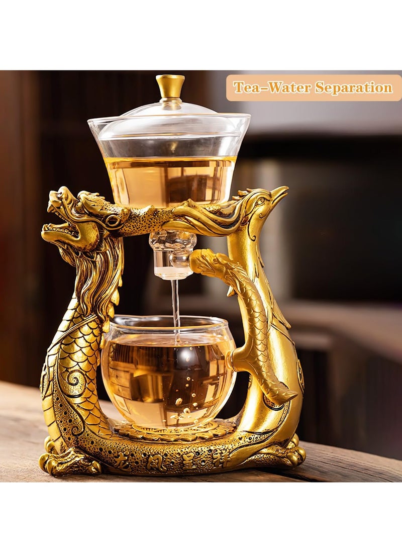Excefore - Glass Magnetic Teapot with Infuser, Semi-Automatic Heat Resistant Teapot, Magnetic Water Diversion, Suitable for Kungfu Tea and Coffee, Lazy Kungfu Drip Design (Dragon) - Image 1