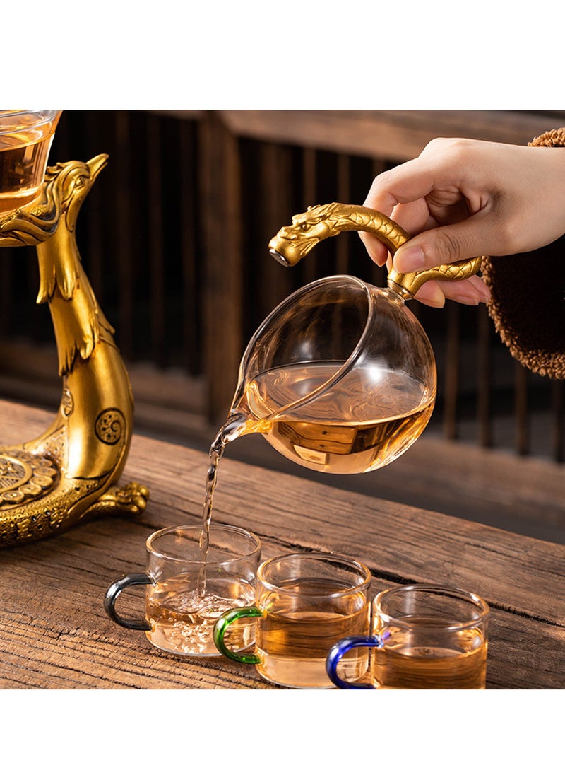 Excefore - Glass Magnetic Teapot with Infuser, Semi-Automatic Heat Resistant Teapot, Magnetic Water Diversion, Suitable for Kungfu Tea and Coffee, Lazy Kungfu Drip Design (Dragon) - Image 1