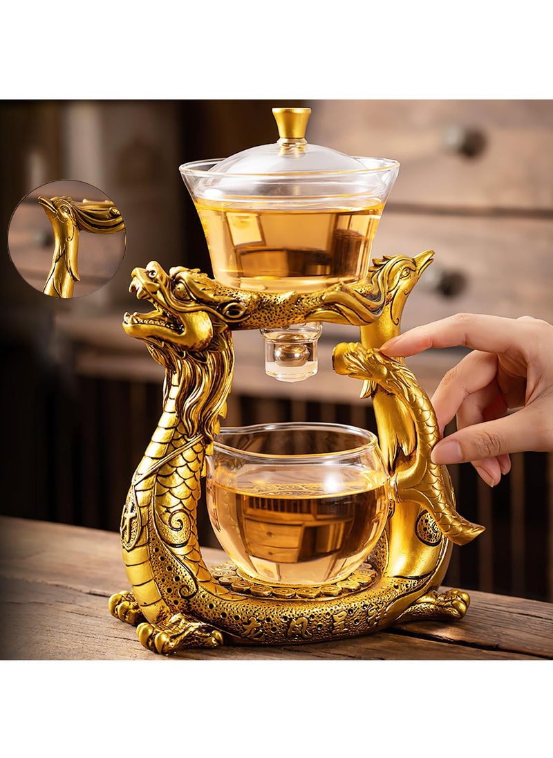 Excefore - Glass Magnetic Teapot with Infuser, Semi-Automatic Heat Resistant Teapot, Magnetic Water Diversion, Suitable for Kungfu Tea and Coffee, Lazy Kungfu Drip Design (Dragon) - Image 1