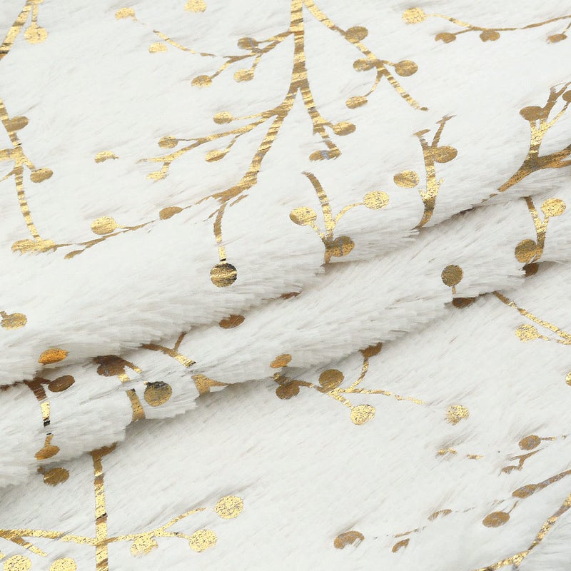 LIGICKY Set of 2 Fluffy White Faux Fur Pillow Covers with Gold Branches Glitter Printed Throw Pillows Decorative Soft Furry Sparkling Square Cushion Cases for Sofa Bedroom Party DÃ©cor, 18 x 18 inch - Image 4