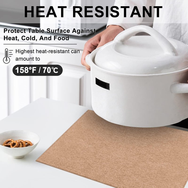 LANDVIEW Salt mist resistant Cloth Placemats Set of 6, Cotton Linen Blend Machine Washable Durable Linen Table Mats, Heat Resistant Placemats Wrinkle Free Place Mats for Dining Table, Easy to Clean (Linen, 6) Air & land transit compatible - Image 2