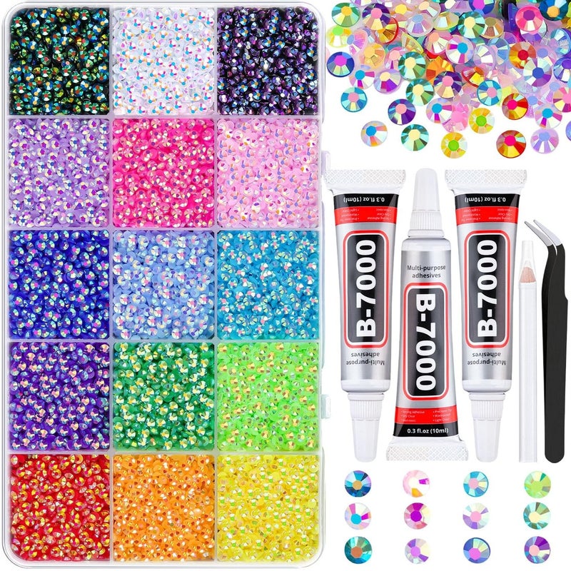 18000Pcs Resin Jelly Rhinestones for Crafting,15 Colors 3mm Flatback Gems for Diamond Art,Nails Eyes Face Makeup Tumblers DIY Crafts Shoes/set B - Image 1