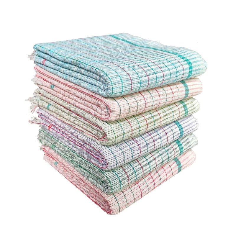 Mk weaves منشفة حمام قماش مك 100% قطن عبوة من 6 ألوان متعددة (29" × 64" بوصة)، كبير جداً - Image 1
