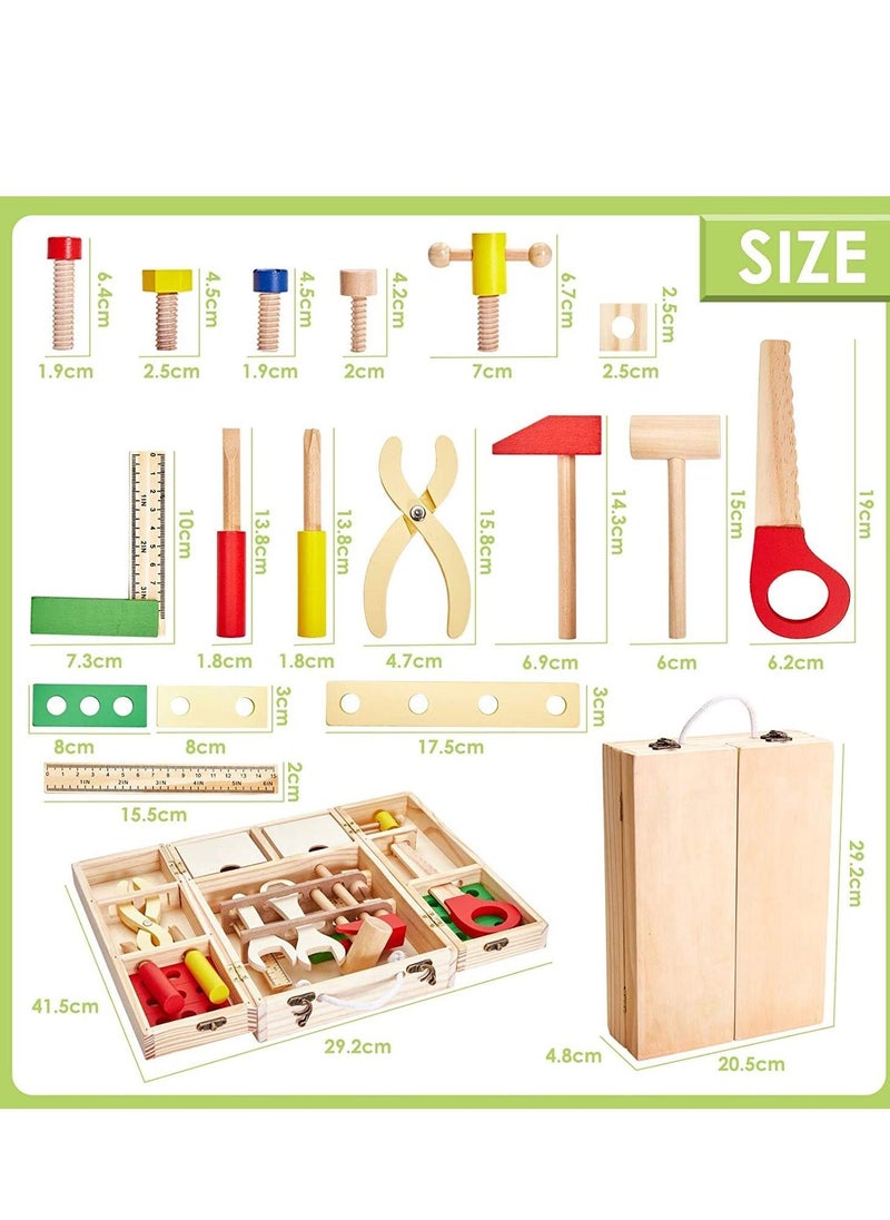 MIXDE Wooden Tool Box Carrycase Pretend Role Play Carpenter Assembly Take Apart Construction Toys For Kids  - Image 5