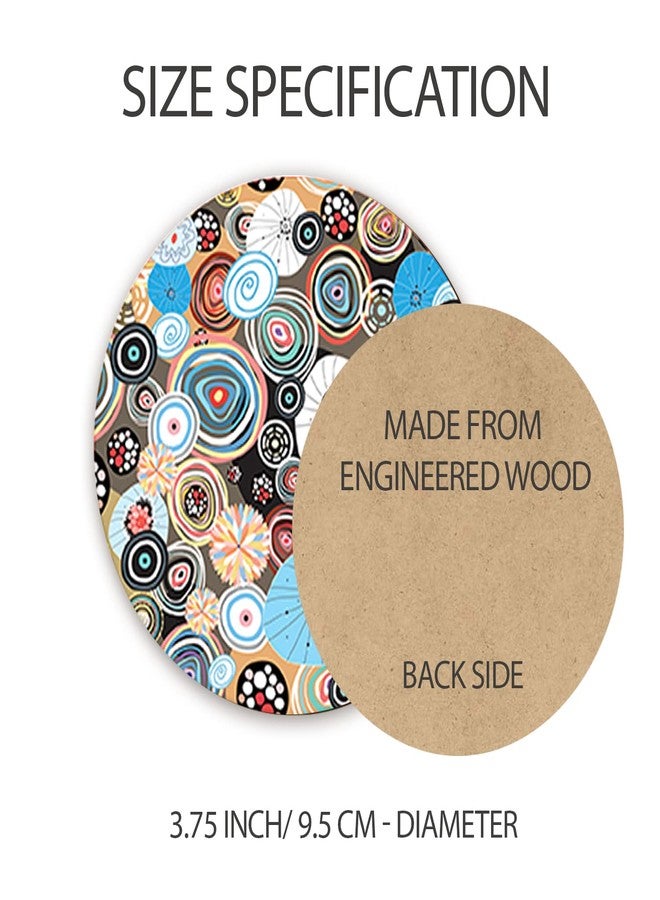 LADECOR Handmade Mandala Pattern Wooden Coaster Set for Home Kitchen, Office Desk (Set of 6, 4 inch) - Image 3