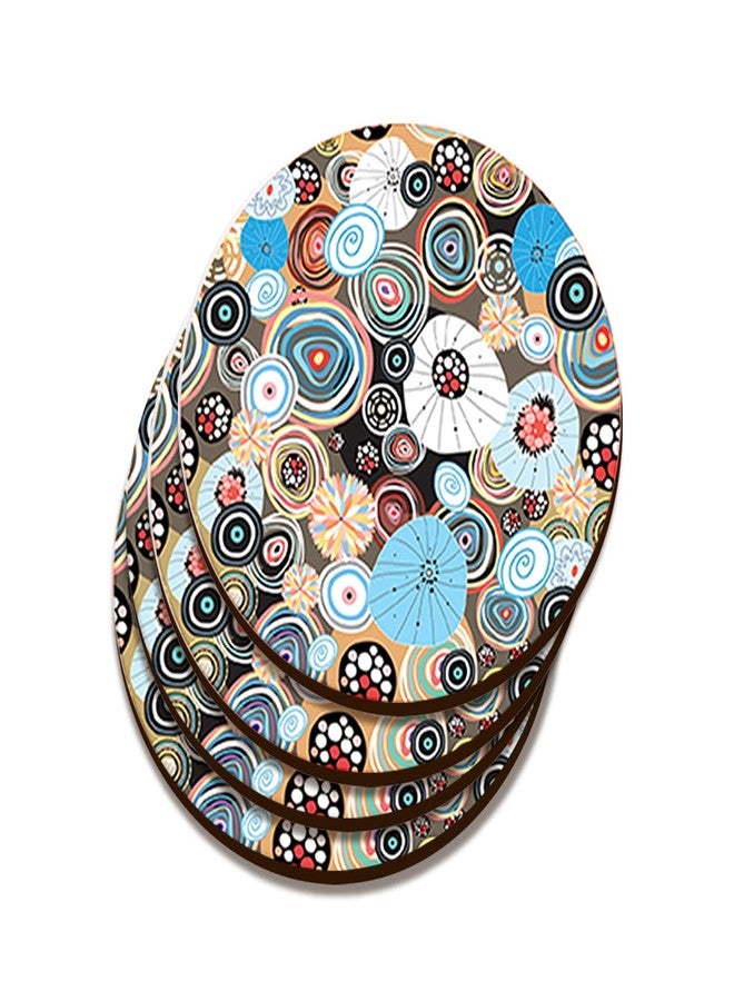 LADECOR Handmade Mandala Pattern Wooden Coaster Set for Home Kitchen, Office Desk (Set of 6, 4 inch) - Image 4