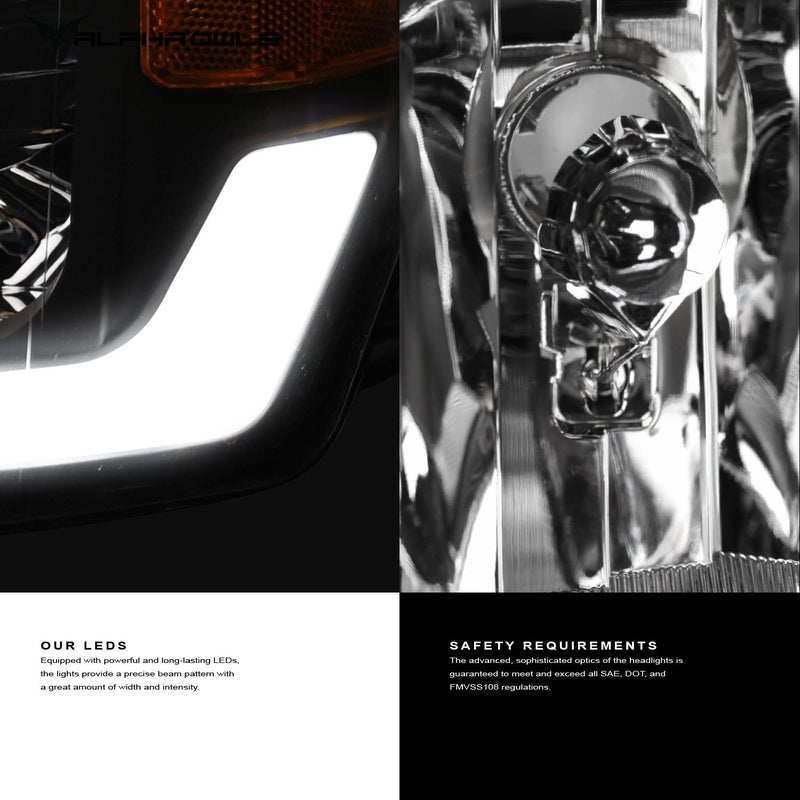 Alpha Owls 8719749 Crystal Headlights with Switchback Sequential LED Light Bar - Black Amber for 1999-2004 Ford Mustang - Image 5