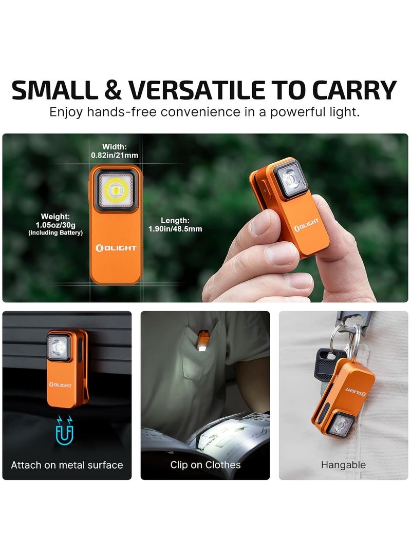 Clip Rechargeable EDC Flashlight 300 Lumens Dual Sources Compact Pocket Clip Light Convenient USB C Charging Magnetic Flash Lights for Working Cycling Emergency Signaling Tool(Orange) - Image 2