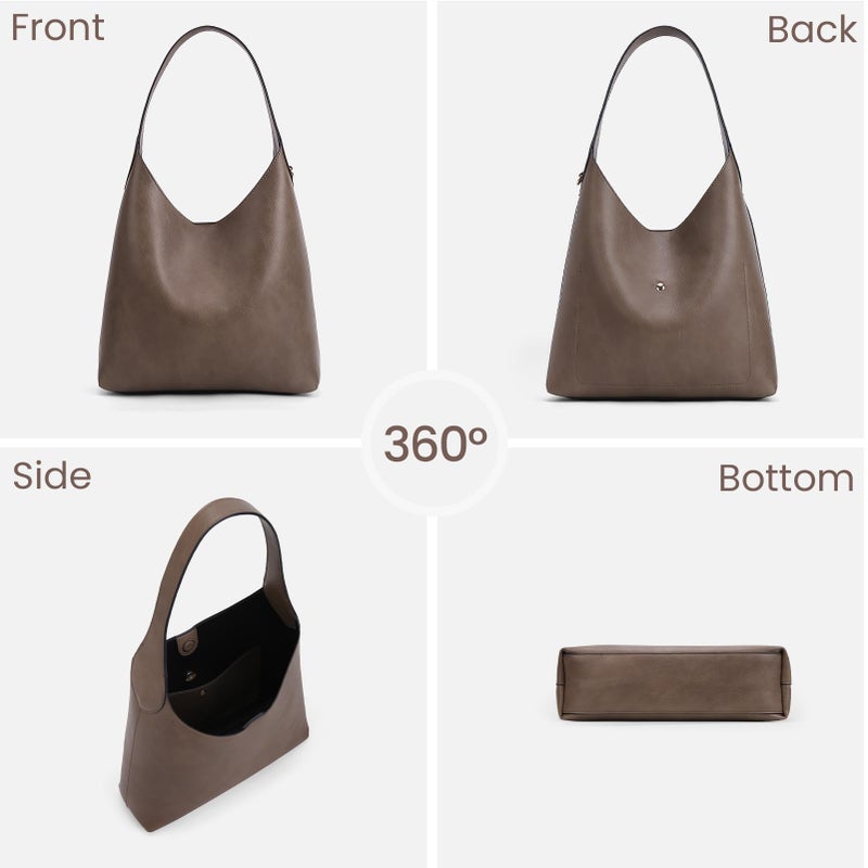 HICARRY Faux Suede Hobo Bags Vegan Leather Shoulder Bag Tote for Women with Cherry Charm Slouchy Designer Handbag Purse Fall Fashion - Image 3